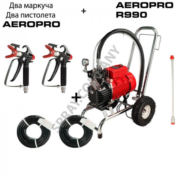 Машина за боядисване AEROPRO R990 - два маркуча и два пистолета AEROPRO Машина за боядисване AEROPRO R990 - два маркуча и два пистолета AEROPRO