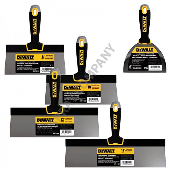 Комплект DeWALT 5 шпакли за гипсокартон с гумирани дръжки 3-171 Комплект DeWALT 5 шпакли за гипсокартон с гумирани дръжки 3-171