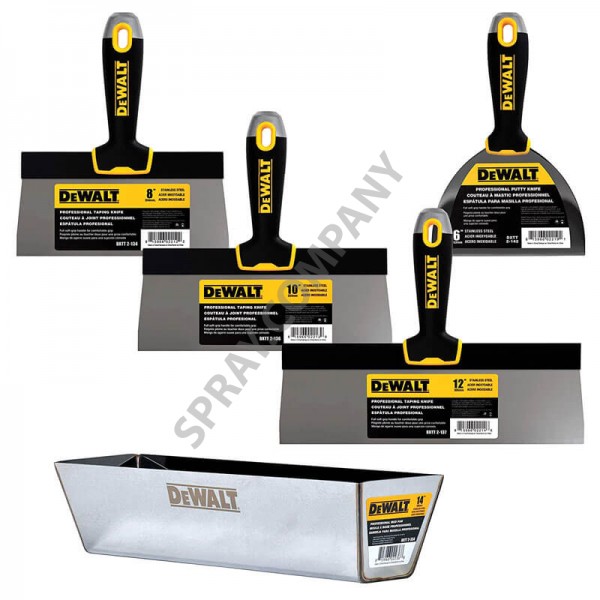 Комплект DeWALT шпакли за гипсокартон с гумирани дръжки и ваничка 3-174 Комплект DeWALT шпакли за гипсокартон с гумирани дръжки и ваничка 3-174
