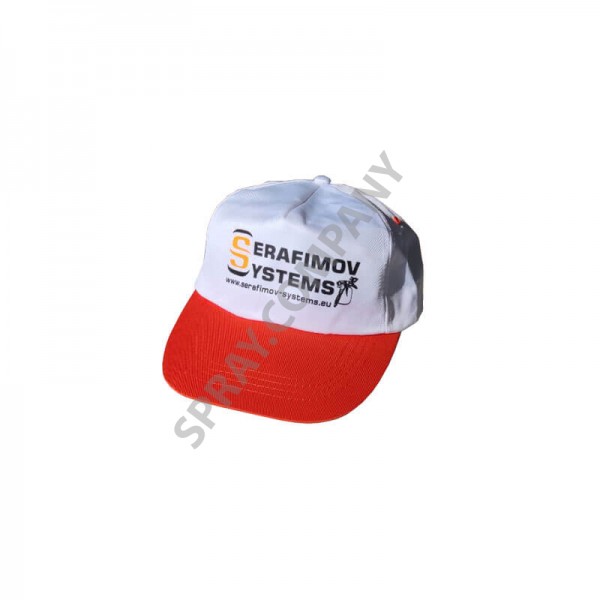 Бяла шапка Serafimov Systems с оранжева козирка SS-HAT